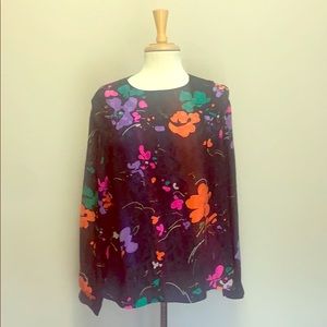 Vintage 80’s Italian silk floral career blouse